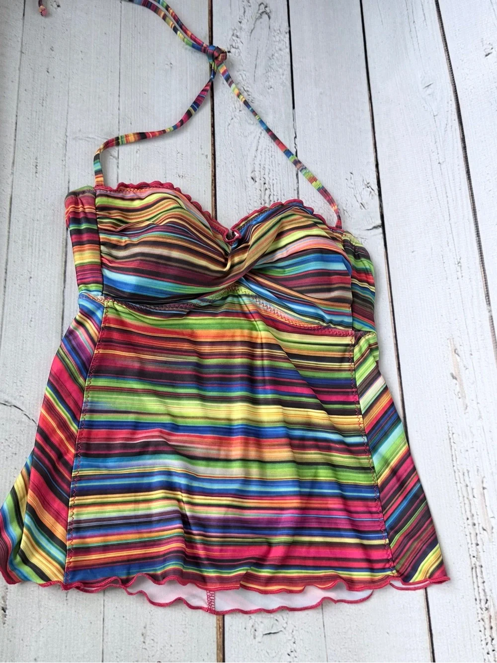 BECCA Multicolor Striped Tankini Top and Bikini Bottoms